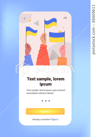 protesters hands holding Ukrainian flags pray for Ukraine peace save Ukraine from russia stop war concept protesters hands holding Ukrainian flags pray for Ukraine peace save Ukraine from russia stop war concept 88809611