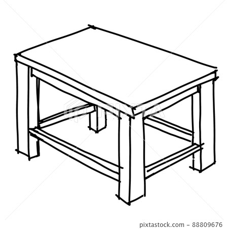 Table interior furniture doodle hand sketch line illustration 88809676