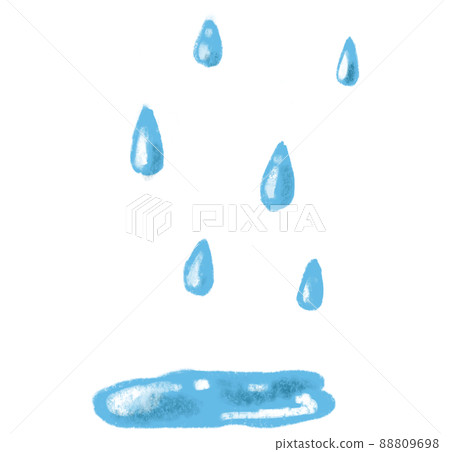 Rainy season raindrops and water illustration hand drawn 88809698