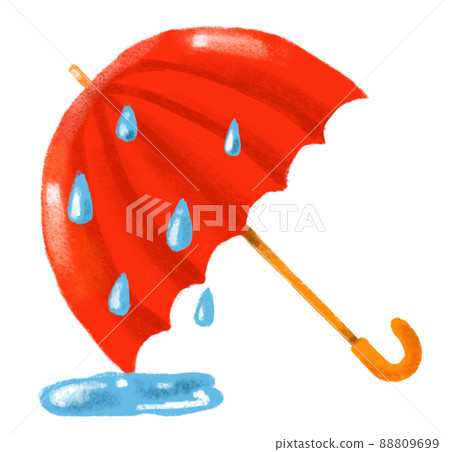Rainy season wet red umbrella illustration hand drawn Rainy season wet red umbrella illustration hand drawn 88809699