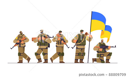 Ukrainian soldiers in full body armor special forced Ukrainian defenders in military clothes Ukrainian soldiers in full body armor special forced Ukrainian defenders in military clothes 88809709