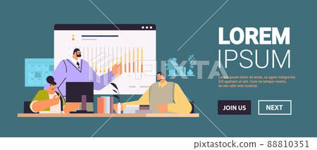 businesspeople team analyzing statistics graph on digital screen business data analysis monitoring investment finance report 88810351