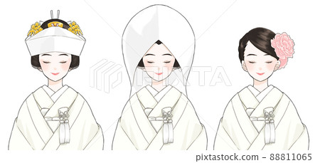 Shiromuku 新娘閉著眼睛，tsunokakushi，棉帽，西方頭髮 88811065