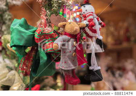 Plush toys on the Christmas tree from Bellinzona, Switzerland Plush toys on the Christmas tree from Bellinzona, Switzerland 88811474