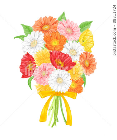 春天的花朵（非洲菊、罌粟、蒲公英）花束 88811724