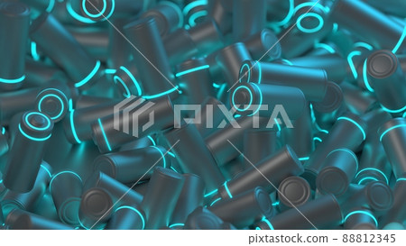 Lithium Battery concept - electrical power supply of rechargeable source - 3D illustration Lithium Battery concept - electrical power supply of rechargeable source - 3D illustration 88812345