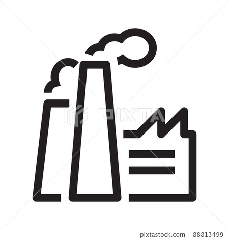 Manufacturing factory icon in outline style on white background. Manufacturing factory icon in outline style on white background. 88813499