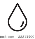 Water or oil drop icon in outline style on white background. 88813500