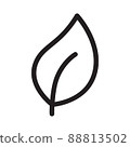 Ecology concept and leaf icon in outline style on white background. 88813502