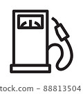Petrol station icon in outline style on white background. 88813504