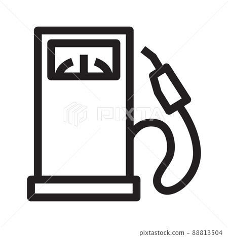 Petrol station icon in outline style on white background. 88813504