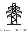 Electricity network station icon in outline style on white background. 88813505