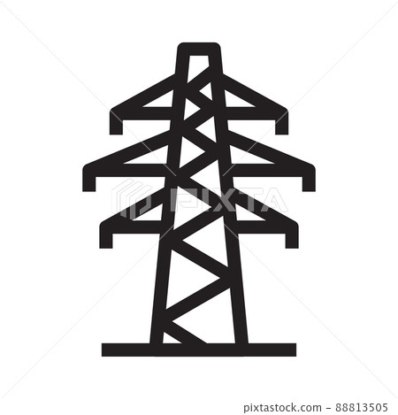 Electricity network station icon in outline style on white background. Electricity network station icon in outline style on white background. 88813505
