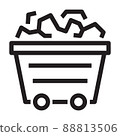 Cart with coal icon in outline style on white background. 88813506