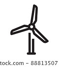 Wind farm for the production of electricity icon in outline style on white background. 88813507