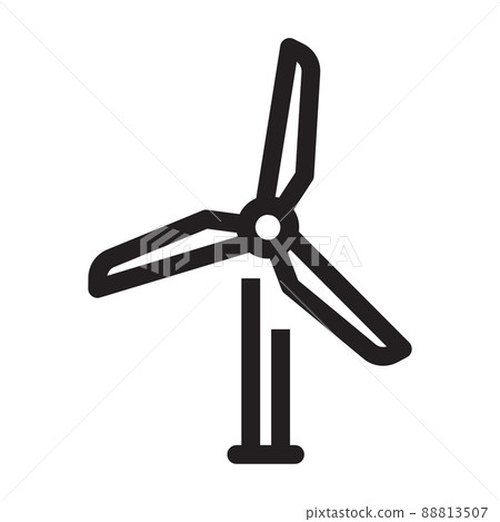 Wind farm for the production of electricity icon in outline style on white background. Wind farm for the production of electricity icon in outline style on white background. 88813507