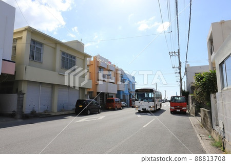Okinawa Itoman Itoman cityscape and route bus Okinawa Itoman Itoman cityscape and route bus 88813708