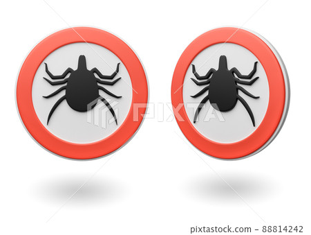 Ticks attention circular sign Ticks attention circular sign 88814242