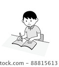 Boy studying illustration monochrome 88815613