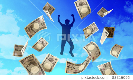 A 10,000-yen note that scatters with a jumping man 88816095