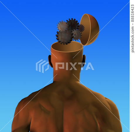 Man with cogwheels in head Man with cogwheels in head 88816423