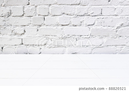 White wood and brick background. White wood and brick background. 88820321
