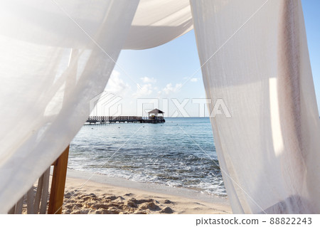 Beach luxury pergola on Caribbean sea view 88822243
