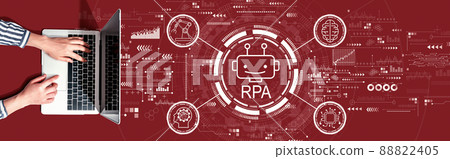 Robotic Process Automation theme with person using a laptop 88822405
