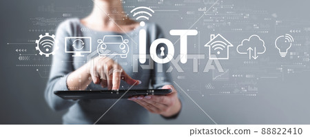 IoT theme with woman using a tablet 88822410