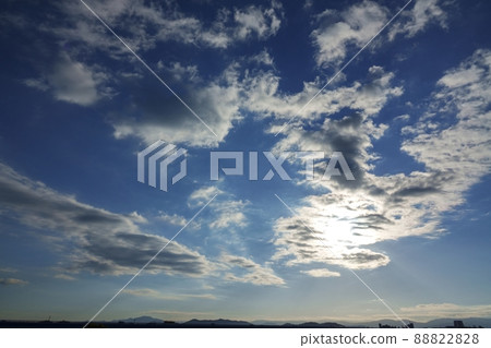 Refreshing blue sky in early winter and clouds illuminated by the morning sun 211113am 88822828