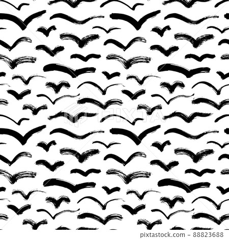 Abstract fly black birds vector seamless pattern - Stock Illustration ...