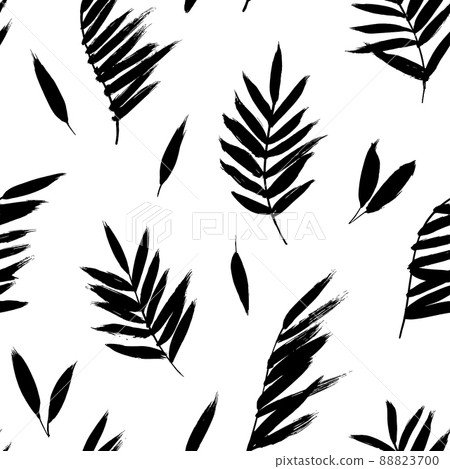 Tropical seamless pattern with black palm leaves. 88823700