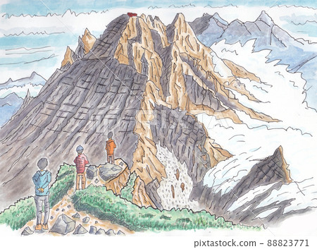 日本長野縣大吉列托夏季北阿爾卑斯山南嶽小屋的北穗高山景觀 日本長野縣大吉列托夏季北阿爾卑斯山南嶽小屋的北穗高山景觀 88823771