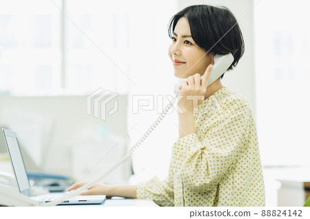 Career woman calling in the office Career woman calling in the office 88824142