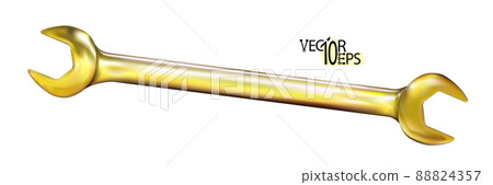 Realistic Gold hand wrench or spanner. 88824357