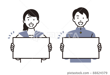 Men and women set of junior high school students with a person whiteboard 88824379