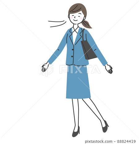 A woman in a suit that takes a deep breath A woman in a suit that takes a deep breath 88824419