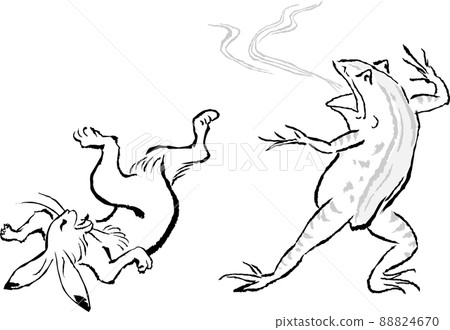 Bird and beast caricature (sumo of rabbit and frog) Bird and beast caricature (sumo of rabbit and frog) 88824670