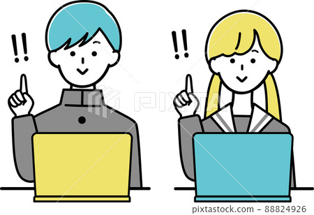 個人電腦指點姿勢學生男女有線條 88824926