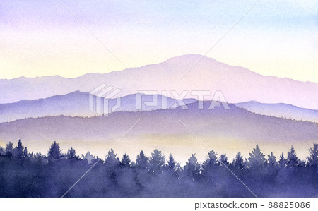 夢幻般的山水風景水彩畫 88825086