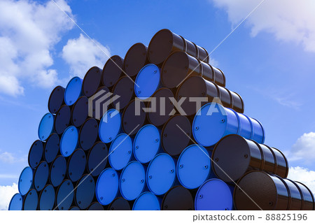 group of metal oil barrels 88825196