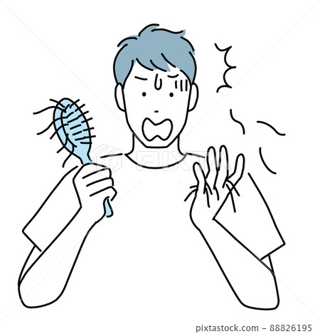 A man who is surprised to find a lot of hair loss after combing his hair A man who is surprised to find a lot of hair loss after combing his hair 88826195