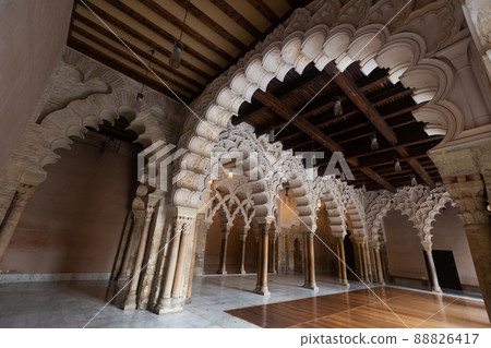 Moorish-Taifa halls in Aljaferia Palace in Zaragoza Moorish-Taifa halls in Aljaferia Palace in Zaragoza 88826417