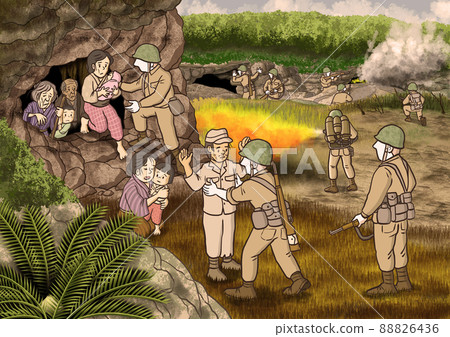 島民在沖繩戰役中投降的形象 88826436