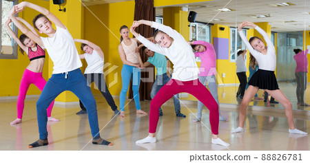 Children dancing in dance hall Children dancing in dance hall 88826781