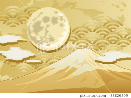 Mt. Fuji, full moon and Qinghai wave 88826899