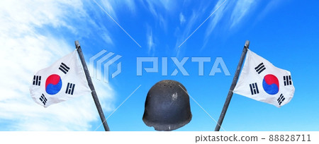Helmet and Taegeukgi Helmet and Taegeukgi 88828711