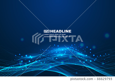 Flowing particles and particle line technology space sense big data background 88829793