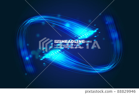 Two bundles of optical fibers quickly converge network speed network concept 88829946