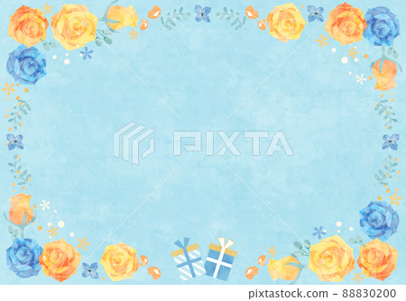 矢量圖框架背景的黃玫瑰和父親節禮物 矢量圖框架背景的黃玫瑰和父親節禮物 88830200